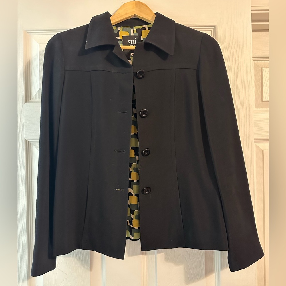 Anna Sui, size 4, black, single breasted jacket